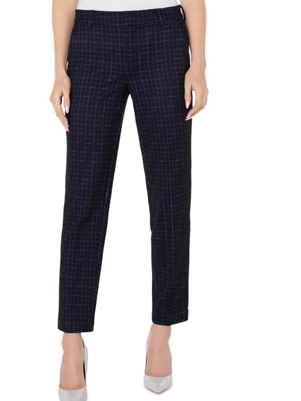 Liverpool Women's 27 Black Plaid Ponte Stitch Knit Kelsey Pants Sz 4/27